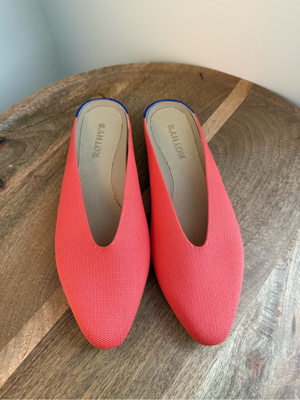 Rothy's The Mule Pointed Toe Coral Knit Slip-On Tortoise Sole Size 9